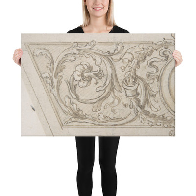 Left Side of a Panel Decorated with Acanthus Scrolls and an Oval Medallion - Giovanni Battista Foggini - 1652–1725 - Canvas Museum quality 7741330