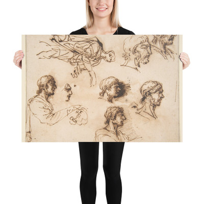 Studies of a Man's Head in Profile, and of a Standing Male Figure - Salvator Rosa - Paper Poster Museum quality 7744890