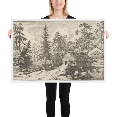 The Woman Looking Towards the Boat - Allart van Everdingen - Photo Paper Framed Poster Museum quality 7724589