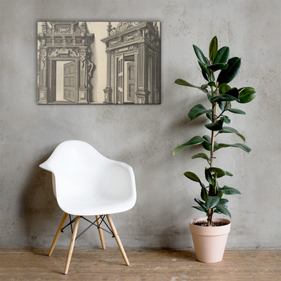 Two Wooden Portals from 'Verscheyden Schrynwerck (...)' ['Plusieurs Menuiseries (...)'] - Paul Vredeman de Vries - 1658 - Canvas Museum quality 7723594