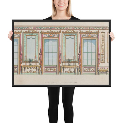 Interior Ornamented Wall with Windows and Pier-Glasses, nos. 267–273 ("Designs for Various Ornaments," pl. 47) - Michelangelo Pergolesi - February 27, 1784 - Matte Paper Framed Poster Museum quality 7739184