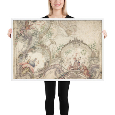 Design for a Ceiling Decoration with Chinoiseries - Anonymous, Italian, 18th century - 1725–75 - Photo Paper Framed Poster Museum quality 7723416