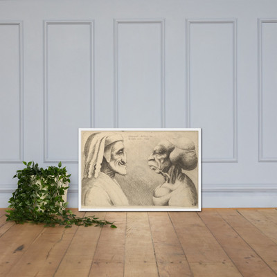 Two deformed heads (the figure on the left is possibly a caricature of Dante) - Wenceslaus Hollar - 1645 - Photo Paper Framed Poster Museum quality 7741488