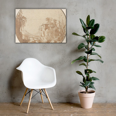 Rocky Landscape With a Bridge and a House - Charles Cornelisz. de Hooch - early 17th century - Canvas Museum quality 7747617