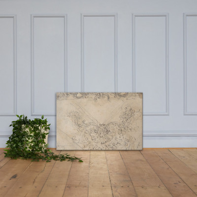 Designs for a Palmette Motif with Tendrils (recto); studies for a Male Figure and Decorative Sculpture (verso) - Giovanni Battista Foggini - 1652–1725 - Canvas Museum quality 7741403