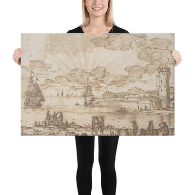 Coast Scene - Anonymous, French, 17th century - 17th century - Canvas Museum quality 7746388