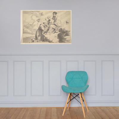 St. Francis of Assisi Adoring the Christ Child on the Virgin's Lap - Claude Mellan - Paper Poster Museum quality 7746712
