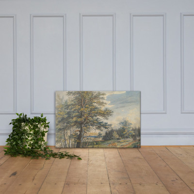 Wooded Landscape with Stag - Carl August Lebschee - 1800–1877 - Canvas Museum quality 7739973