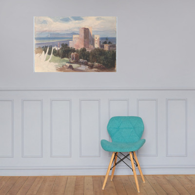 View on Terracina with Mount Circeo (recto); View of the Roman Campagna with an Aquaduct (verso) - Carl von Blaas - mid-19th century - Paper Poster Museum quality 7747007