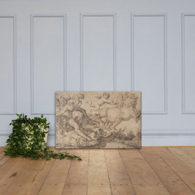 Aurora and Cephalus: Engraver's study after decoration in the Galleria Farnese, Rome. - Anonymous, Italian, Roman-Bolognese, 17th century - 17th century - Canvas Museum quality 7746172