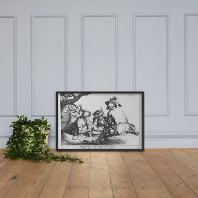 Soldiers Playing Cards, from the series Sixteen Peasant Subjects - Cornelis Bloemaert - 17th century - Matte Paper Framed Poster Museum quality 7705439