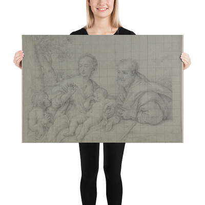 The Holy Family with the Infant Saint John the Baptist - Sassoferrato (Giovanni Battista Salvi) - 1609–85 - Paper Poster Museum quality 7744059