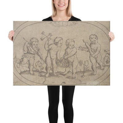 Four Putti, from Das Bossenbüchlein - Mathais Beitler - ca. 1582 - Canvas Museum quality 7704259