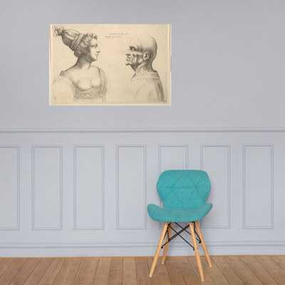 A female with hair tied back and a bald male facing each other - Wenceslaus Hollar - 1645 - Photo Paper Poster Museum quality 7741439
