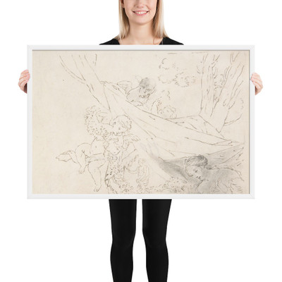 Female Figure with Cherubs - Anonymous, Italian, 18th century - 18th century - Matte Paper Framed Poster Museum quality 7742300