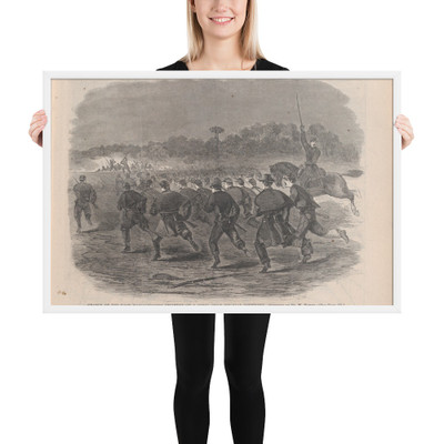 Charge of the First Massachusetts Regiment on a Rebel Rifle Pit Near Yorktown (Harper's Weekly, Vol. VI) - Winslow Homer - May 17, 1862 - Photo Paper Framed Poster Museum quality 7747407
