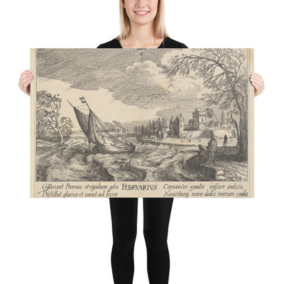 February - Wenceslaus Hollar - 1628–29 - Photo Paper Poster Museum quality 7738701