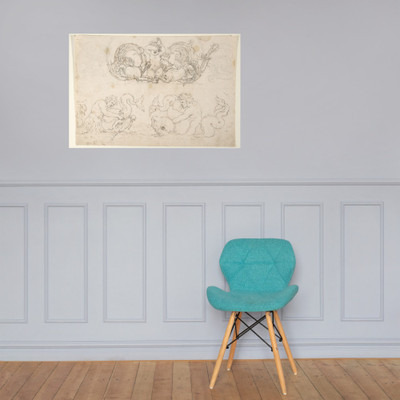 Designs for Ornamental Motifs with Figures, Real and Imaginary Animals, and Coats of Arms of the Medici Grand Dukes - Stefano della Bella - n.d. - Paper Poster Museum quality 7741459