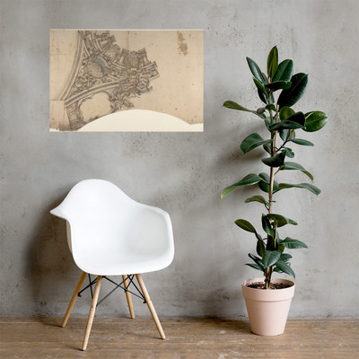 Design for a Part of a Painted Vaulted Ceiling with a Coat of Arms in Form of a Cross - Anonymous, Italian, Piedmontese, 18th century - 1700–1780 - Photo Paper Poster Museum quality 7744813