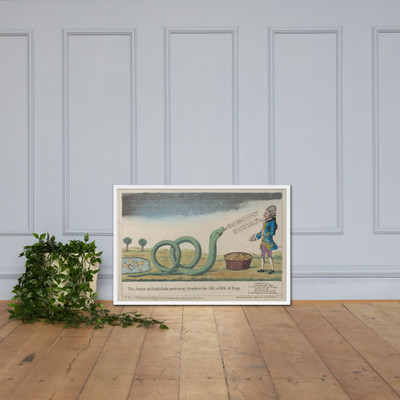 The American Rattlesnake Presenting Monsieur his Ally [sic] a Dish of Frogs - J. Barrow - November 8, 1782 - Matte Paper Framed Poster Museum quality 7740833