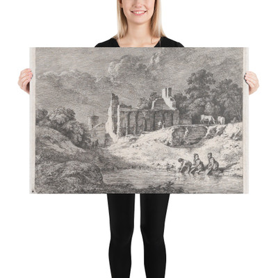 Washerwomen - Jean Jacques de Boissieu - 1773 - Paper Poster Museum quality 7745842