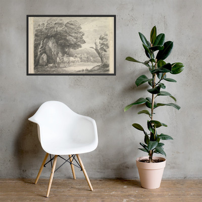 Wooded Landscape with Two Country Carts and Figures - Thomas Gainsborough - August 1, 1797 - Photo Paper Framed Poster Museum quality 7742456