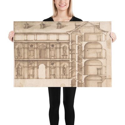 Elevation and Section - Anonymous, Italian, 16th century - 16th century - Photo Paper Poster Museum quality 7742867