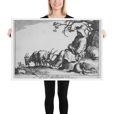 Pastoral with goat herd and goats, from the series Sixteen Peasant Subjects - Cornelis Bloemaert - 17th century - Matte Paper Framed Poster Museum quality 7719700