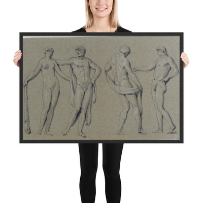 Group of Nude Figures - Anonymous, French, 18th century - 18th century - Matte Paper Framed Poster Museum quality 7705443