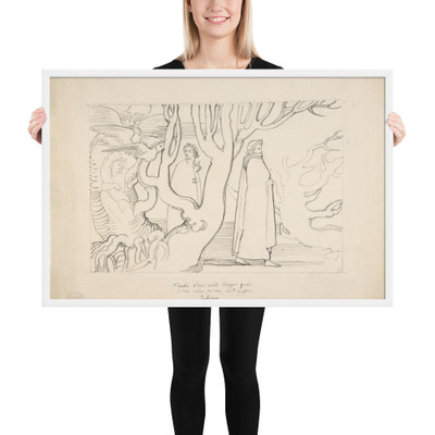 Dante and Virgil in the Suicidal Wood (Inferno, Canto 13, verses 22-23) - John Flaxman - 1792–93 - Matte Paper Framed Poster Museum quality 7743446