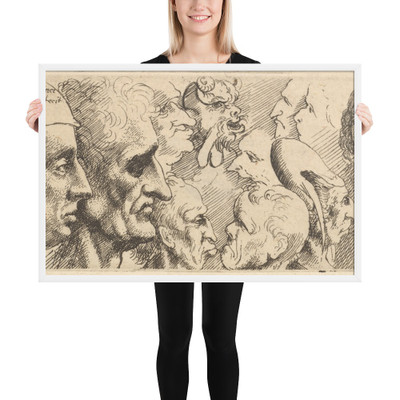 A variety of heads - Wenceslaus Hollar - 1645 - Photo Paper Framed Poster Museum quality 7741599