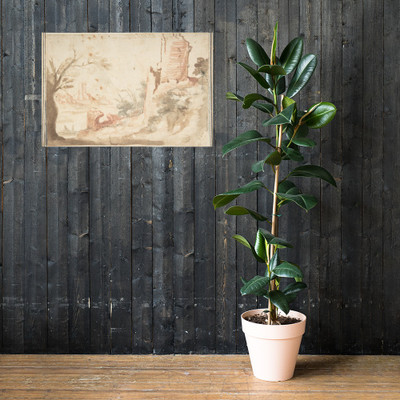 Landscape with Ruined Tower - Anonymous, Italian, Roman-Bolognese, 17th century - 17th century - Photo Paper Poster Museum quality 7745977