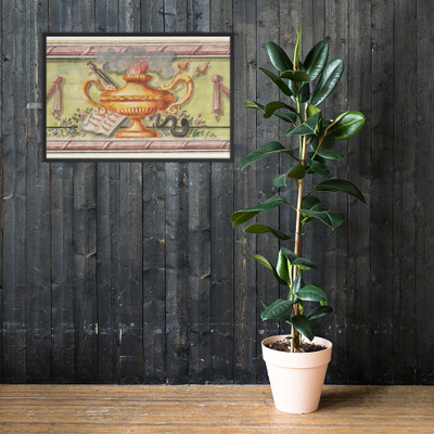 Ornamental Panel with Flaming Lamps and Sheet Music - Anonymous, French, 19th century - 19th century - Matte Paper Framed Poster Museum quality 7740337