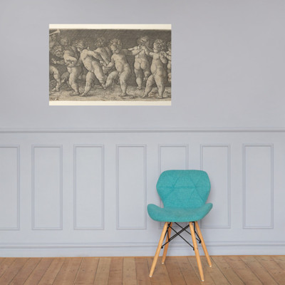 Fifteen Nude Children Dancing - Heinrich Aldegrever - 1535 - Paper Poster Museum quality 7724269