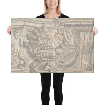 Drawing Showing Two Alternate Designs for an Ornamental Niche or Panel - Anonymous, Italian, Roman-Bolognese, 17th century - 17th century - Canvas Museum quality 7745935