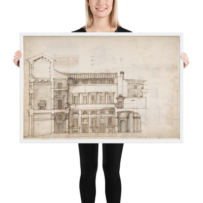 Palazzo Pirro in Rome, section (recto) Palazzo Pirro in Rome, sections; profiles (verso) - Anonymous, French, 16th century - early to mid-16th century - Photo Paper Framed Poster Museum quality 7740859