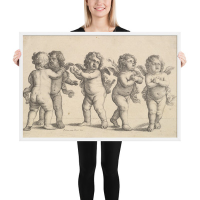 Four cherubs and a small boy standing - Wenceslaus Hollar - 1646 - Photo Paper Framed Poster Museum quality 7738950