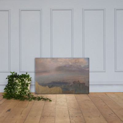 View of the Bay of Naples with Vesuvius, Smoking, in the Distance (Evening) - Alfred William Hunt - 1871 - Canvas Museum quality 7743493
