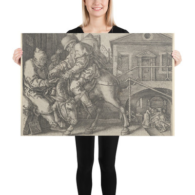 The Good Samaritan Paying the Innkeeper for the Care of the Wounded Man, from The Parable of the Good Samaritan - Heinrich Aldegrever - 1554 - Photo Paper Poster Museum quality 7741058