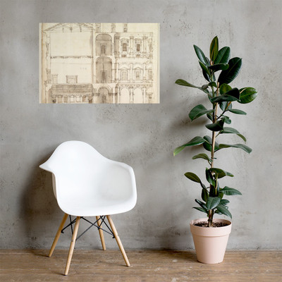 Palazzo Farnese, section (recto) blank (verso) - Anonymous, French, 16th century - early to mid-16th century - Photo Paper Poster Museum quality 7740842