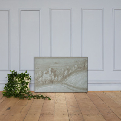 A House with a Dovecote and Trees by the Sea - Gherardo Cibo - 16th century - Canvas Museum quality 7739639