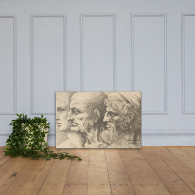 Row of three heads in profile to left - Wenceslaus Hollar - 1645 - Canvas Museum quality 7741596