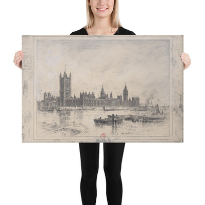 Westminster Palace - Félix-Hilaire Buhot - 1884 - Canvas Museum quality 7738120
