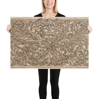 Design for a Panel Decorated with A Bundle of Foliage, A Crown and a Shell - Anonymous, Italian, 18th century - 18th century - Photo Paper Poster Museum quality 7747369