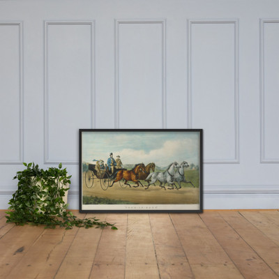 "Four-in-Hand" - Currier & Ives - 1861 - Matte Paper Framed Poster Museum quality 7739262