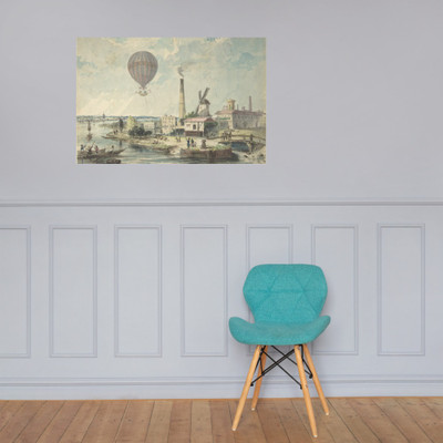 Mr. Green in the Albion Balloon, Having Ascended from Vauxhall Gardens, August 12,1842 - Anonymous, British, 19th century - ca. 1842 - Photo Paper Poster Museum quality 7747883