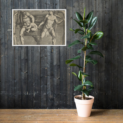 Two Fauns Carrying a Child - Anonymous, Italian, 16th to early 17th century - ca. 1500–1600 - Photo Paper Framed Poster Museum quality 7745003