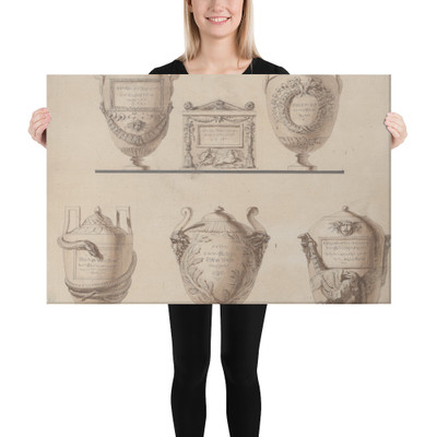 Study of Five Vases or Urns - Felice Giani - ca. 1790-1800 - Canvas Museum quality 7739519