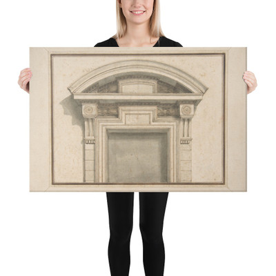 Drawing for a Door Frame - Lorenzo Sarti - 18th century - Canvas Museum quality 7739807