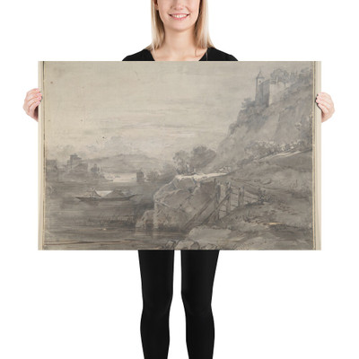 River Landscape - Anonymous, Italian, 19th century - 1800–1900 - Paper Poster Museum quality 7738584